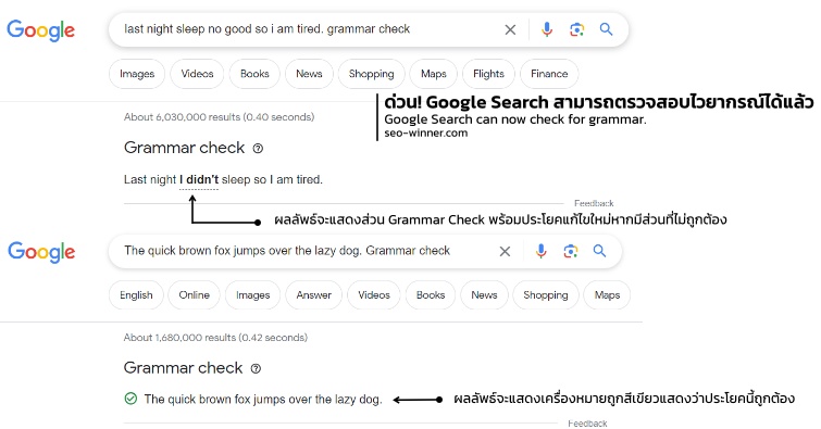 ด่วน! Google Search สามารถตรวจสอบไวยากรณ์ได้แล้ว by seo-winner.com