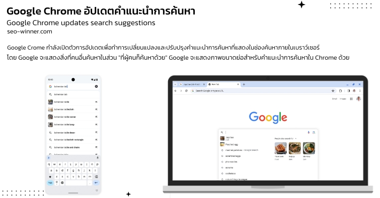 Google Chrome อัปเดตคำแนะนำการค้นหา by seo-winner.com